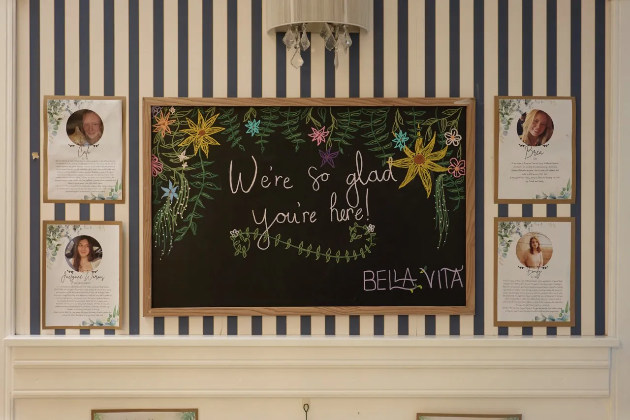 The welcome sign outside a Bella Vita early learning space