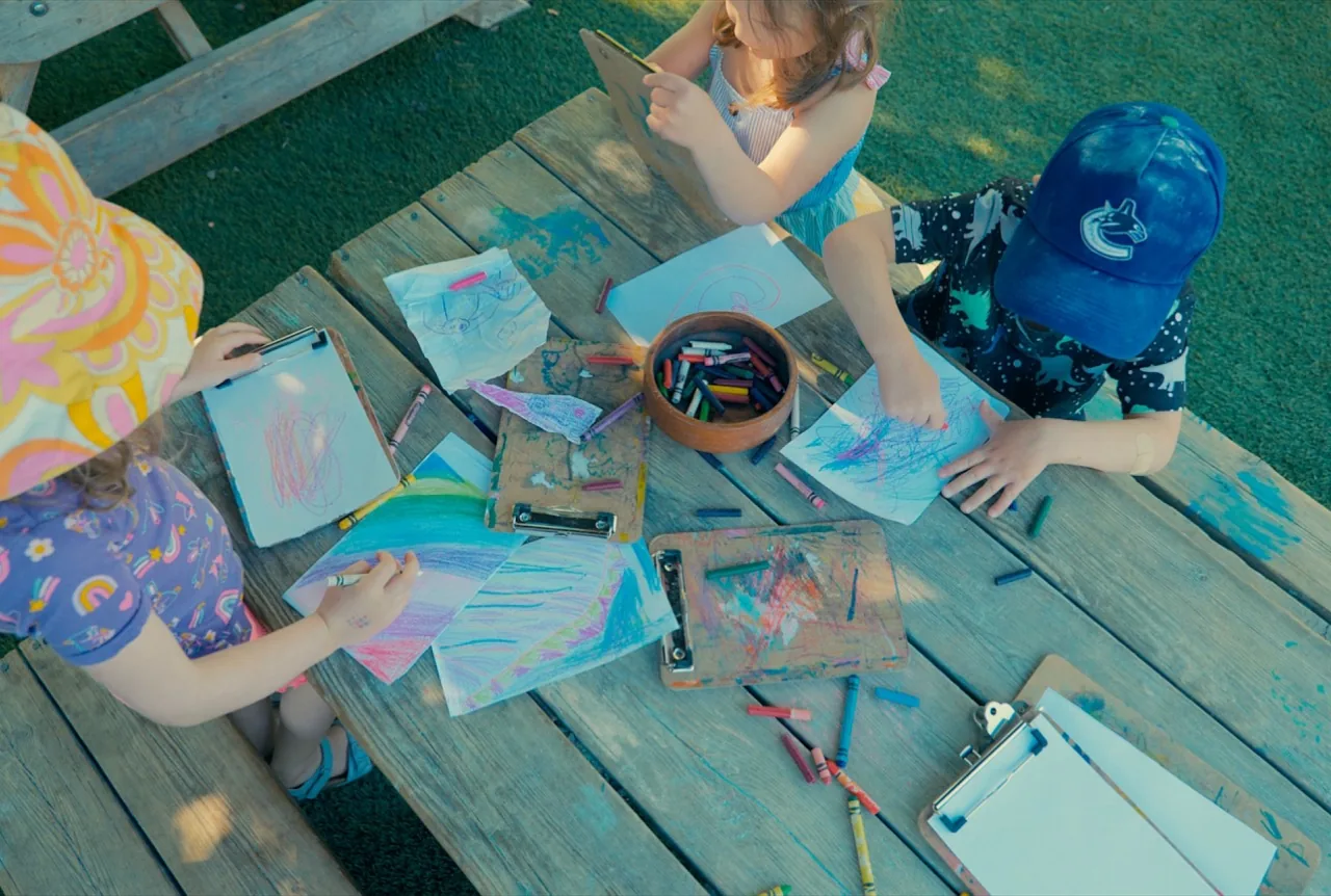 Outdoor art and creative play in the Kettle Valley yard